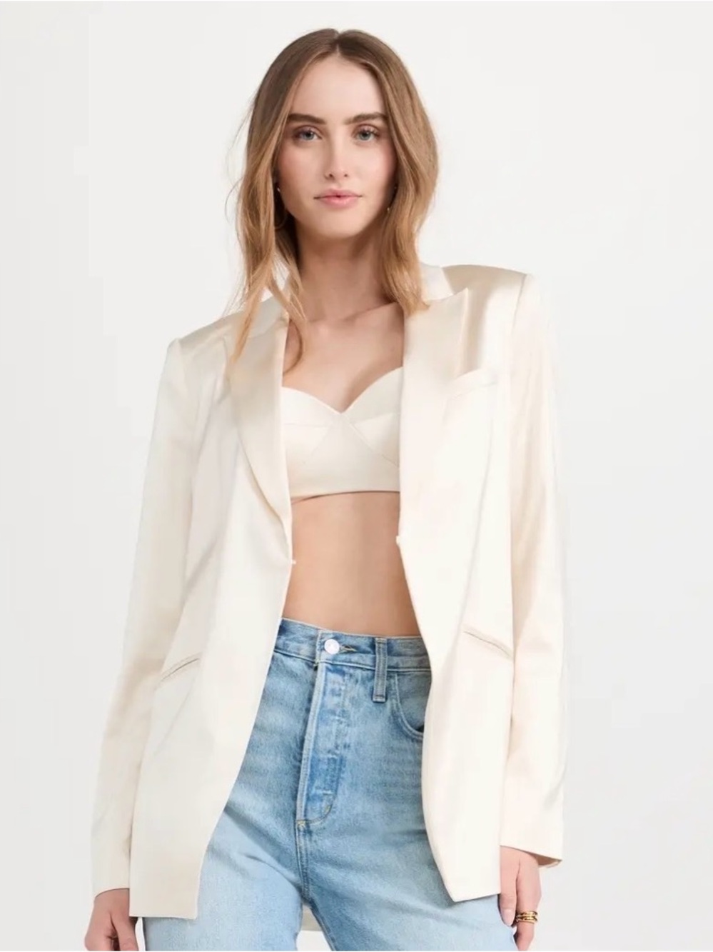 NWT Favorite Daughter SATIN BRA ivory white crop top
